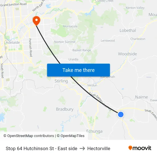 Stop 64 Hutchinson St - East side to Hectorville map