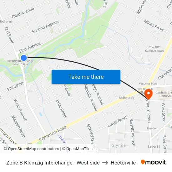 Zone B Klemzig Interchange - West side to Hectorville map
