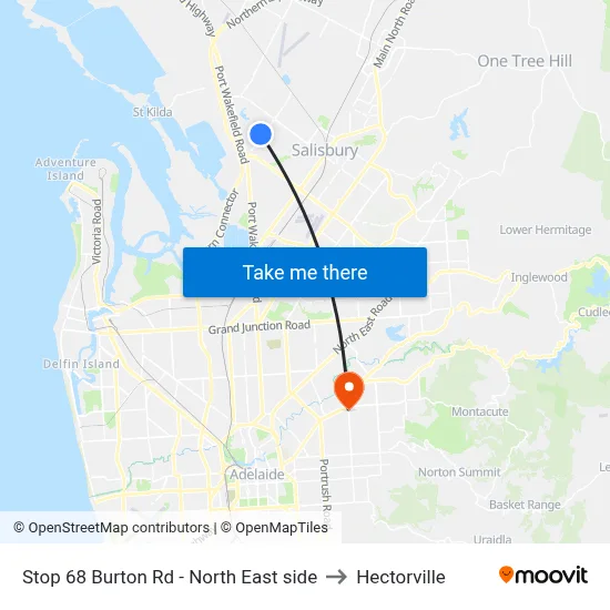 Stop 68 Burton Rd - North East side to Hectorville map