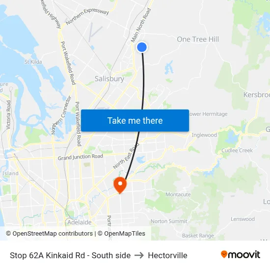 Stop 62A Kinkaid Rd - South side to Hectorville map