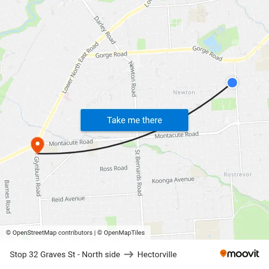 Stop 32 Graves St - North side to Hectorville map