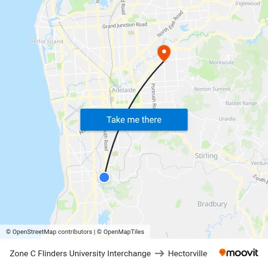 Zone C Flinders University Interchange to Hectorville map