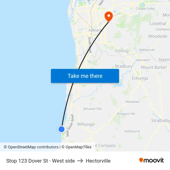 Stop 123 Dover St - West side to Hectorville map