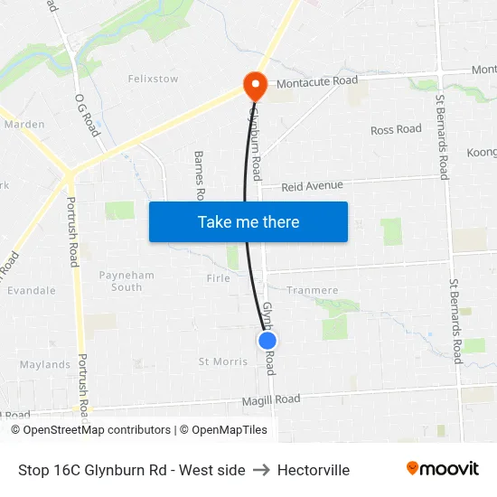Stop 16C Glynburn Rd - West side to Hectorville map