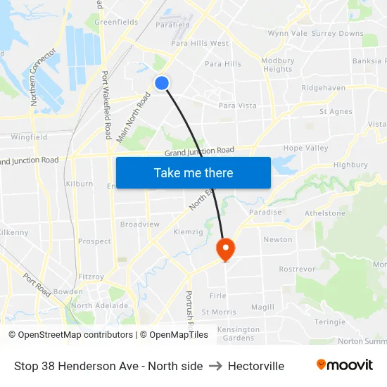 Stop 38 Henderson Ave - North side to Hectorville map