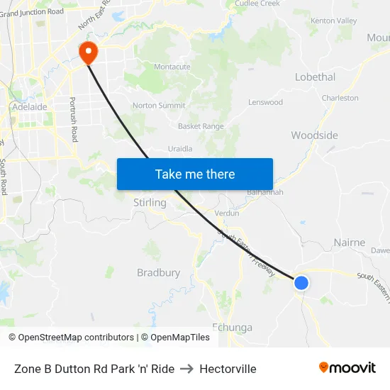 Zone B Dutton Rd Park 'n' Ride to Hectorville map