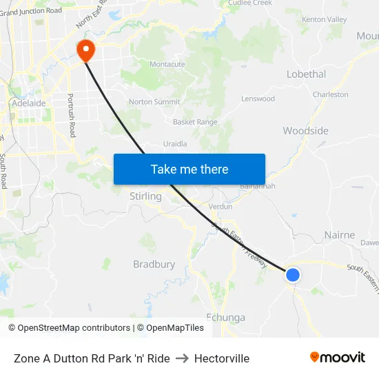 Zone A Dutton Rd Park 'n' Ride to Hectorville map