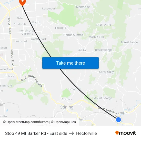 Stop 49 Mt Barker Rd - East side to Hectorville map
