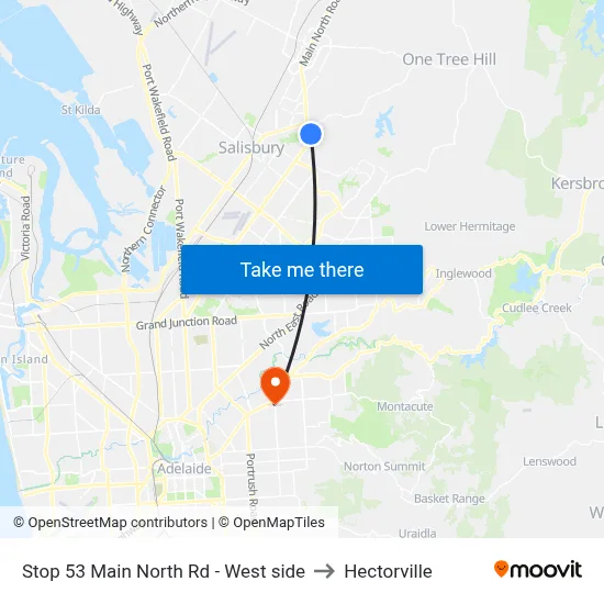 Stop 53 Main North Rd - West side to Hectorville map