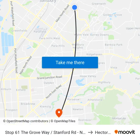 Stop 61 The Grove Way / Stanford Rd - North side to Hectorville map
