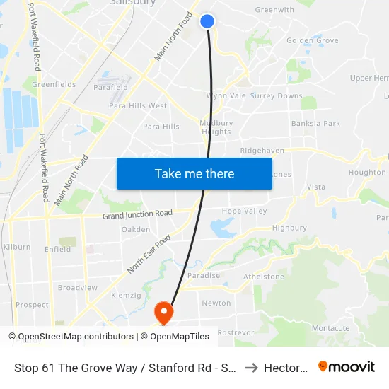 Stop 61 The Grove Way / Stanford Rd - South side to Hectorville map