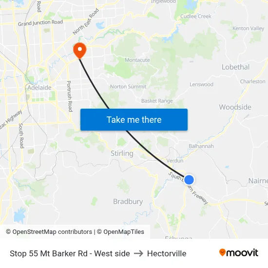 Stop 55 Mt Barker Rd - West side to Hectorville map