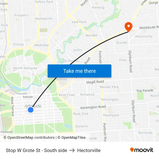 Stop W Grote St - South side to Hectorville map