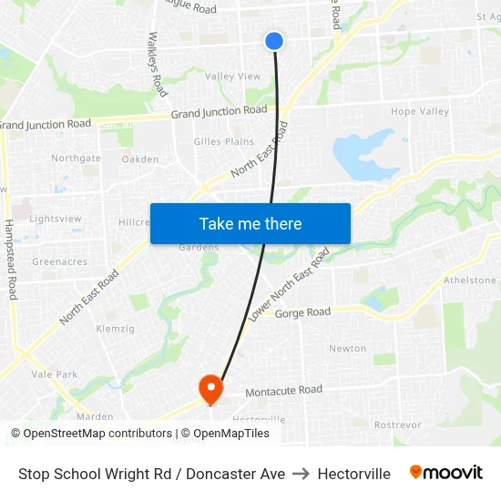 Stop School Wright Rd / Doncaster Ave to Hectorville map