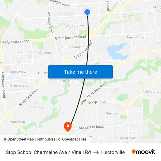 Stop School Charmaine Ave / Vinall Rd to Hectorville map