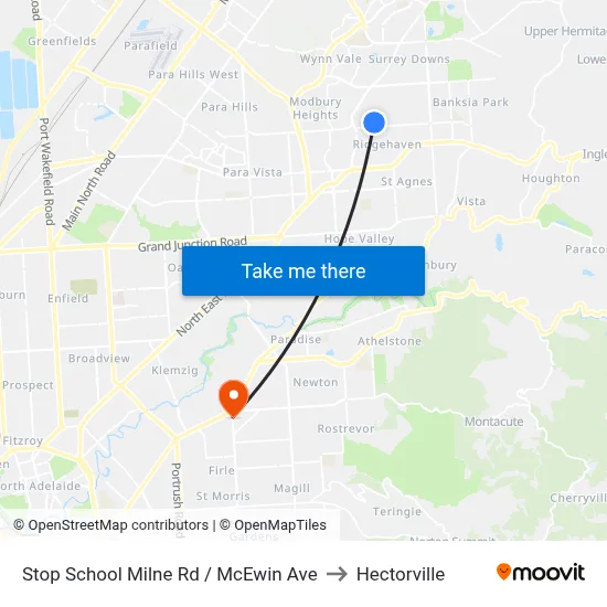 Stop School Milne Rd / McEwin Ave to Hectorville map