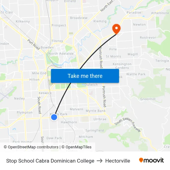 Stop School Cabra Dominican College to Hectorville map