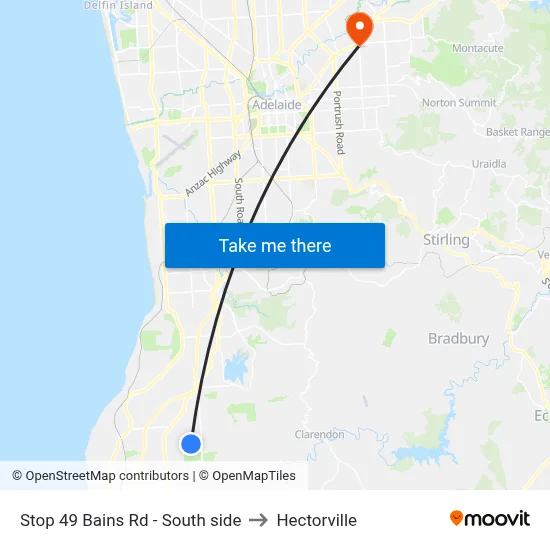 Stop 49 Bains Rd - South side to Hectorville map
