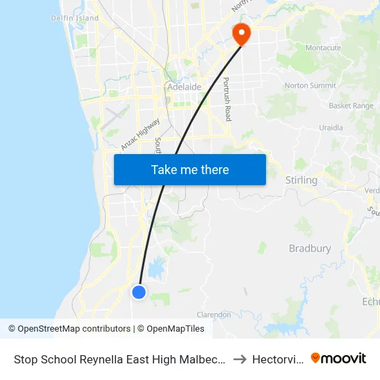 Stop School Reynella East High Malbeck Dr to Hectorville map