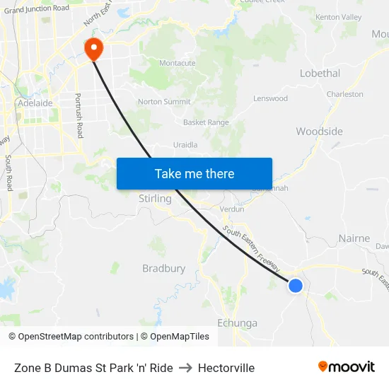 Zone B Dumas St Park 'n' Ride to Hectorville map