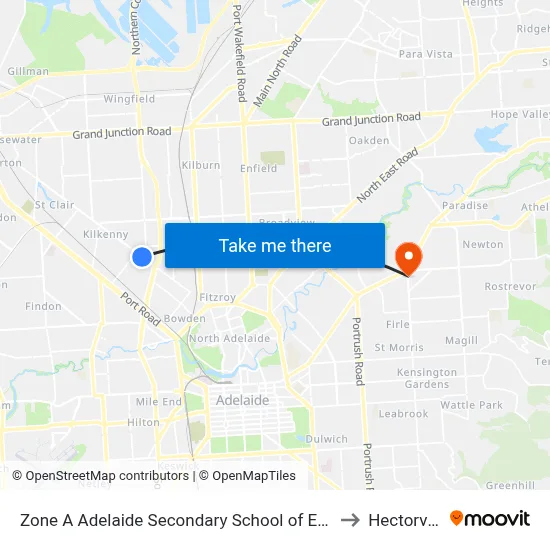Zone A Adelaide Secondary School of English to Hectorville map
