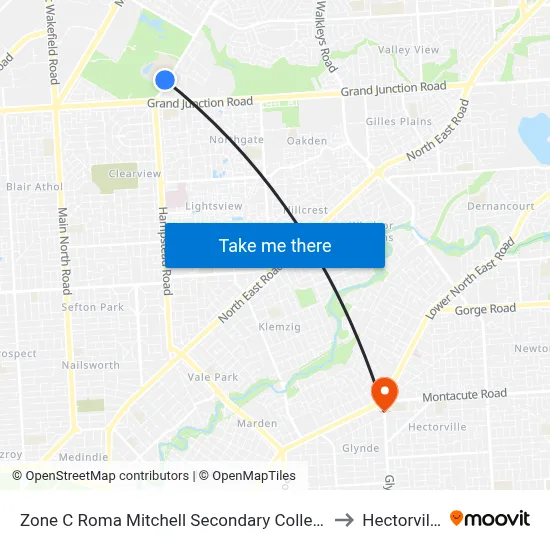Zone C Roma Mitchell Secondary College to Hectorville map