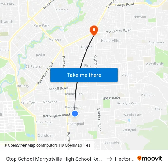 Stop School Marryatville High School Kensington Rd to Hectorville map