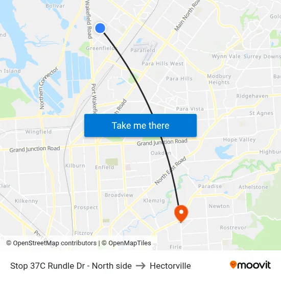 Stop 37C Rundle Dr - North side to Hectorville map