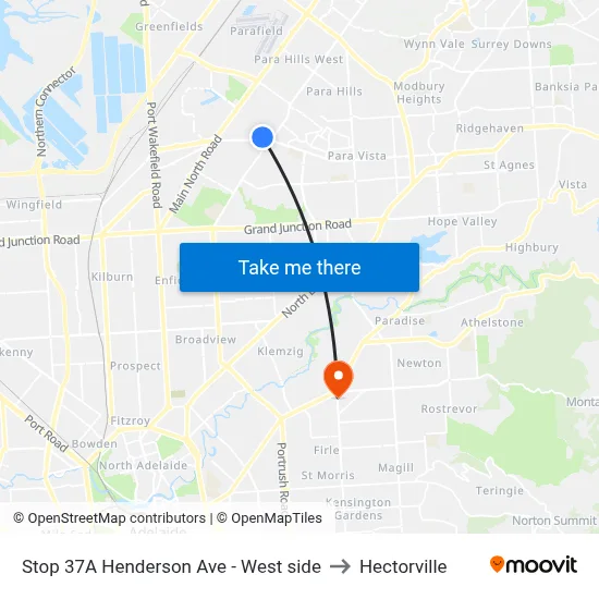 Stop 37A Henderson Ave - West side to Hectorville map