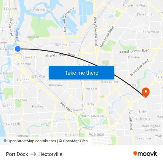 Port Dock to Hectorville map