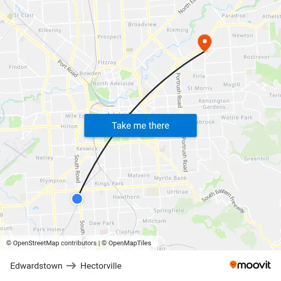 Edwardstown to Hectorville map