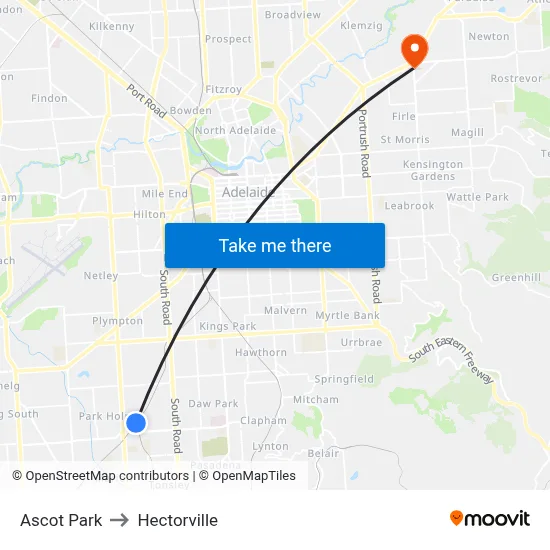 Ascot Park to Hectorville map