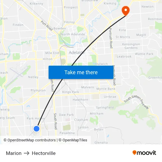 Marion to Hectorville map