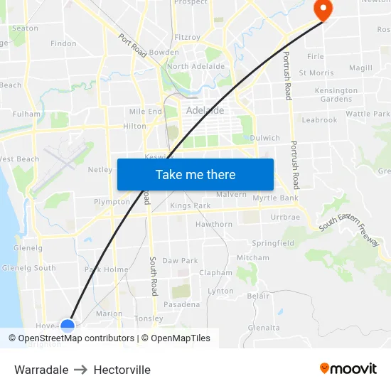 Warradale to Hectorville map
