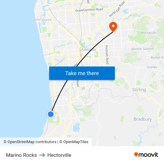 Marino Rocks to Hectorville map