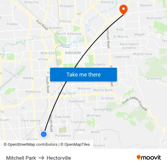 Mitchell Park to Hectorville map