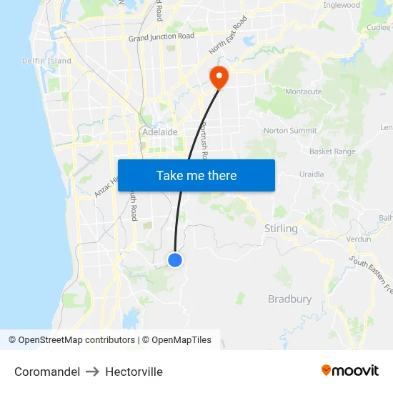 Coromandel to Hectorville map