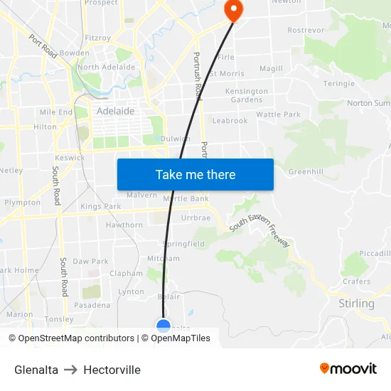 Glenalta to Hectorville map