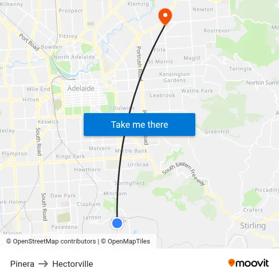 Pinera to Hectorville map