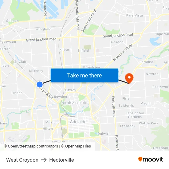 West Croydon to Hectorville map