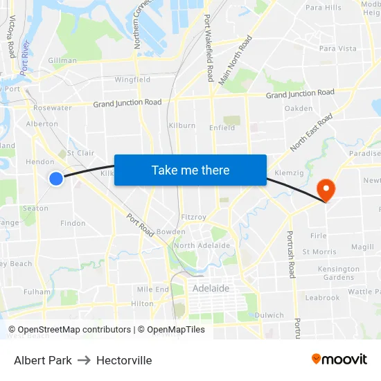 Albert Park to Hectorville map