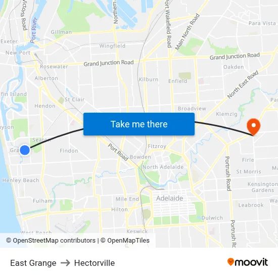 East Grange to Hectorville map