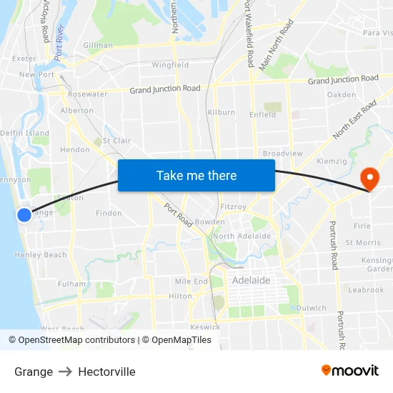 Grange to Hectorville map