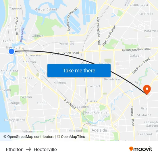 Ethelton to Hectorville map