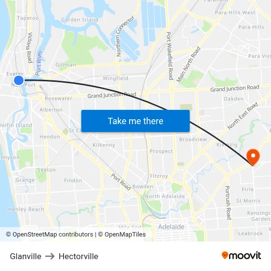 Glanville to Hectorville map