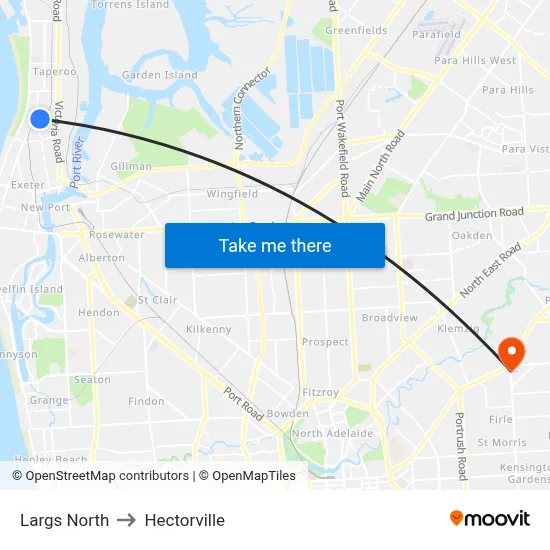 Largs North to Hectorville map