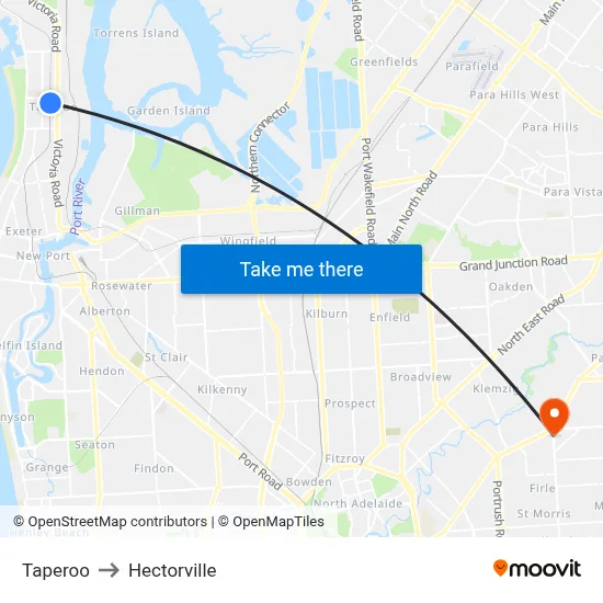 Taperoo to Hectorville map