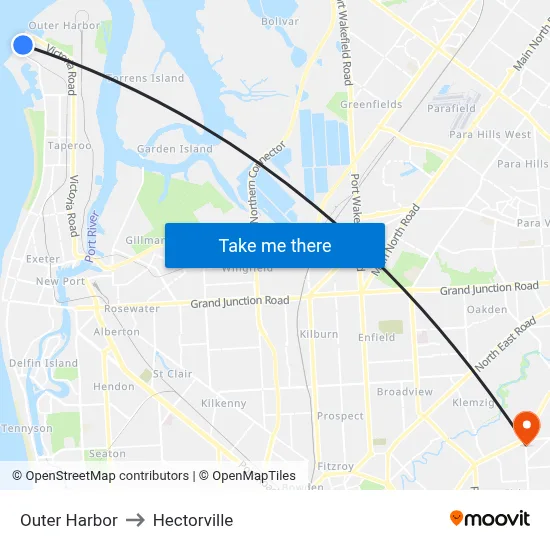Outer Harbor to Hectorville map