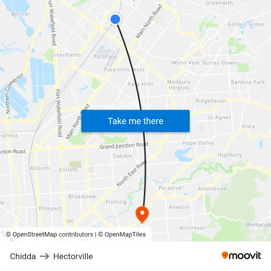 Chidda to Hectorville map