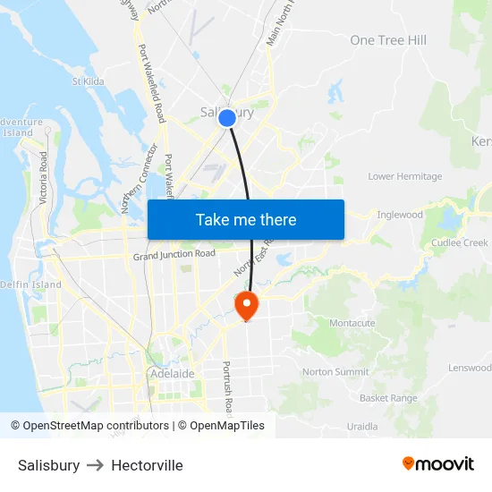 Salisbury to Hectorville map